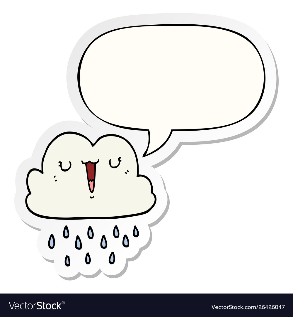 Cartoon storm cloud and speech bubble sticker Vector Image