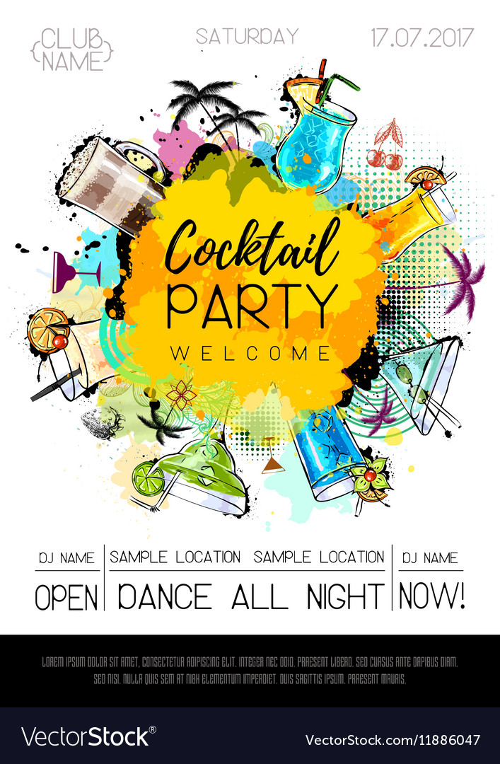 Cocktail party poster design Royalty Free Vector Image