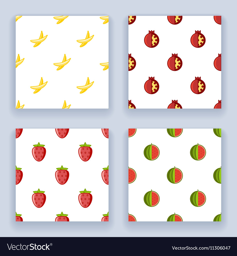 Flat design fruit seamless pattern set icons line