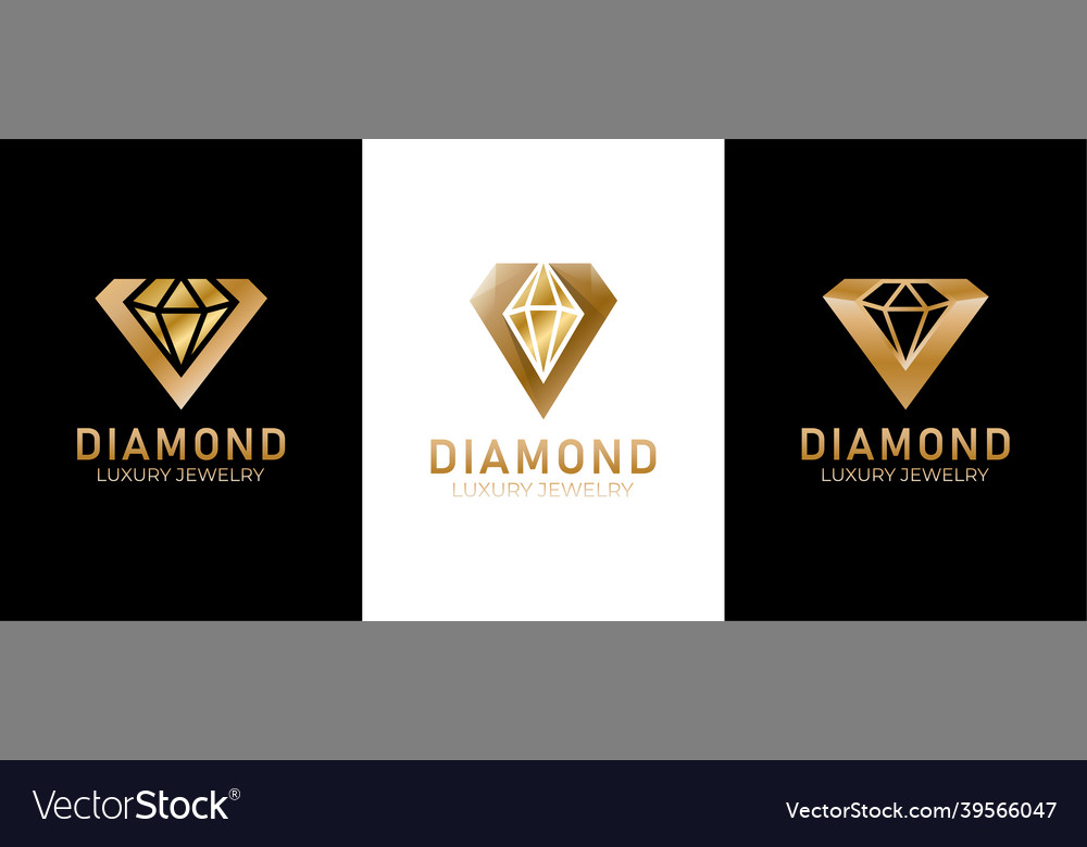 Golden diamond luxury jewelry logo collection