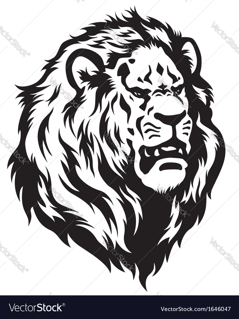 Head of lion black white Royalty Free Vector Image