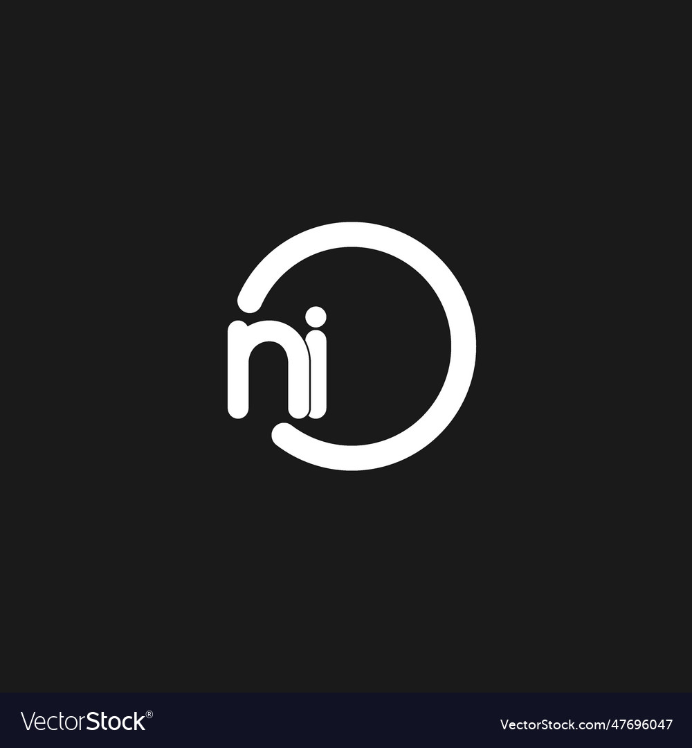 Initials ni logo monogram with simple circles Vector Image Initials ni logo monogram with simple circles