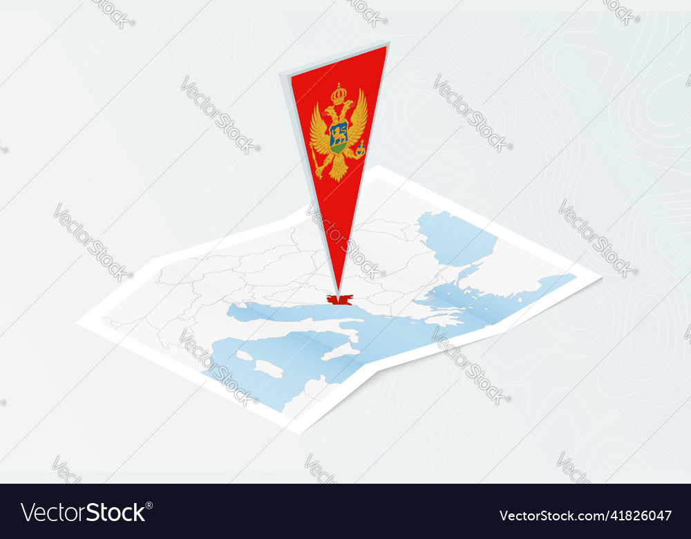 Isometric paper map of montenegro with triangular vector image Isometric paper map of montenegro with triangular