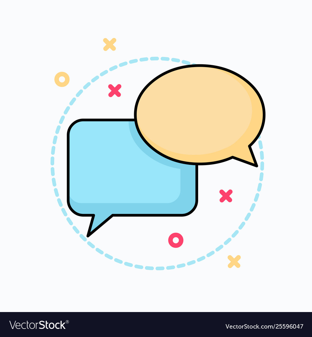 One blank oval shape speech bubble overlapping