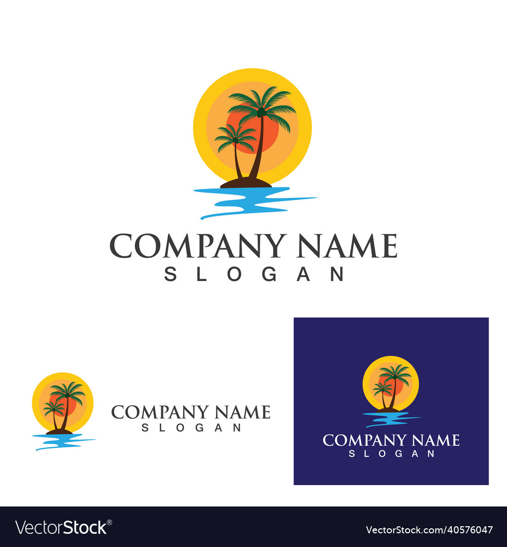 Palm tree summer logo template Royalty Free Vector Image