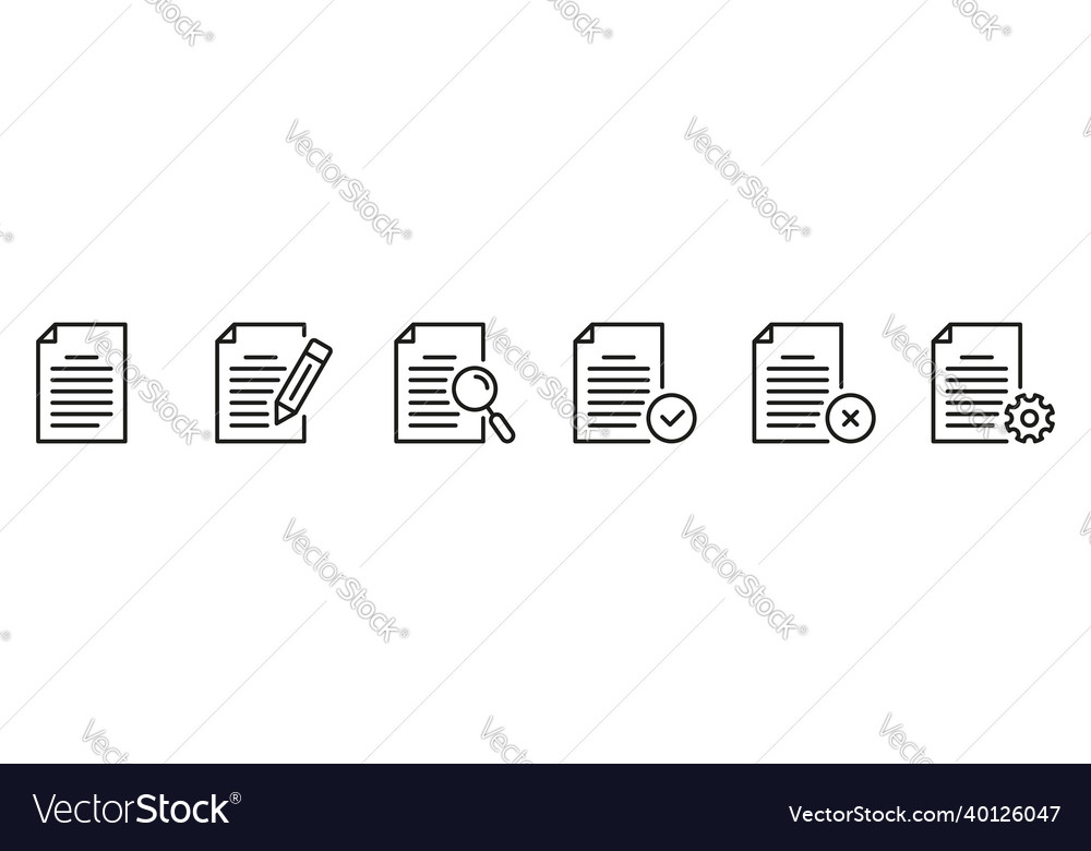 Paper document line icons set file and vector image Paper document line icons set file and
