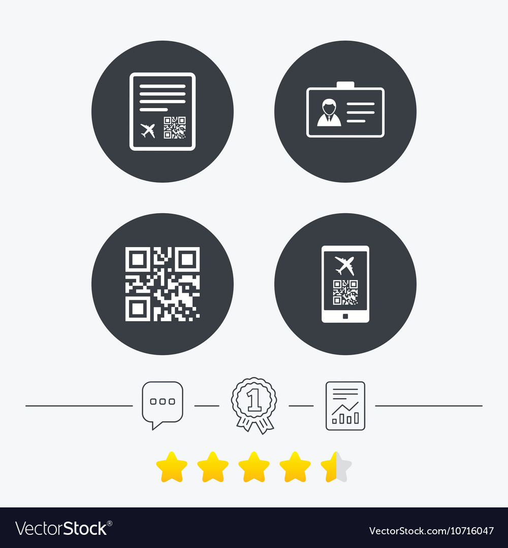 Qr scan code icon boarding pass flight sign