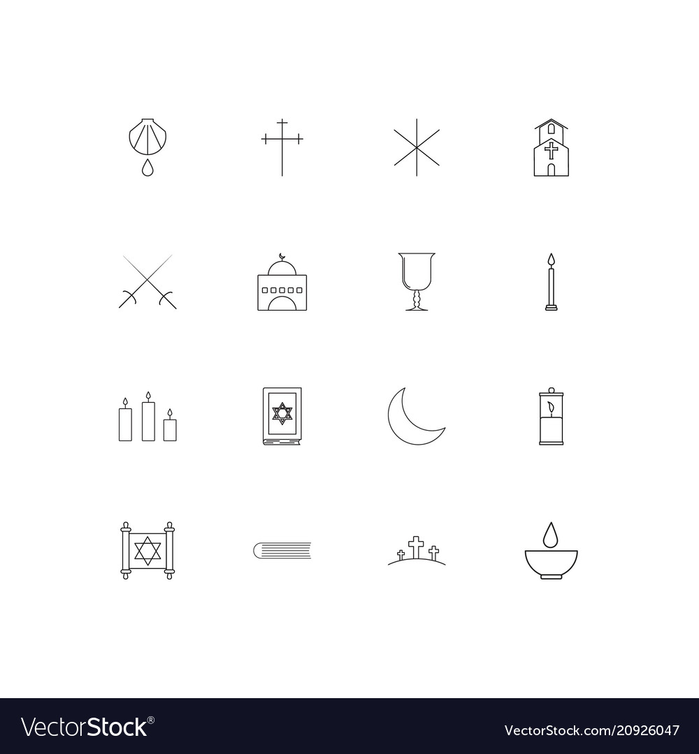 Religion linear thin icons set outlined simple