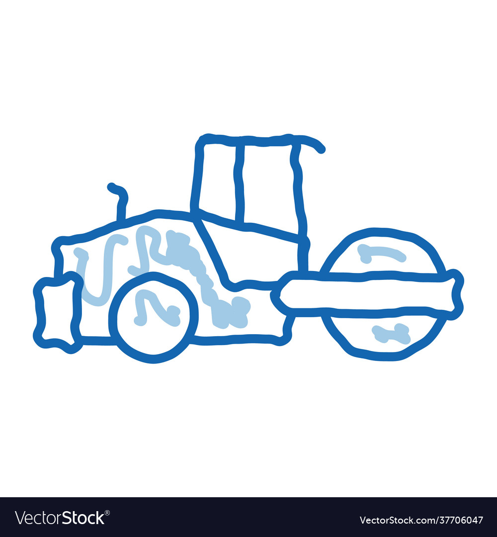 Road repair pavering tractor doodle icon hand