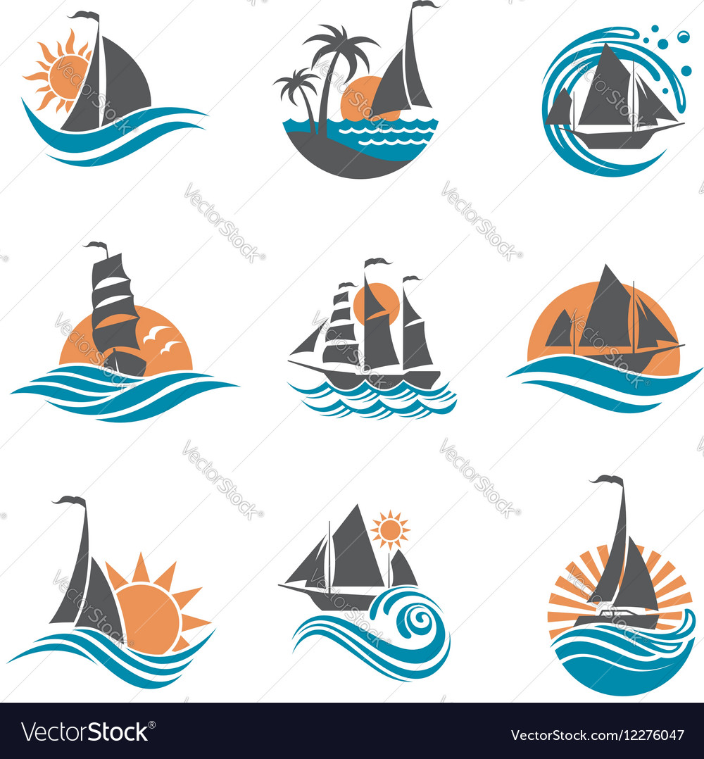 Sailboat and yacht icons Royalty Free Vector Image