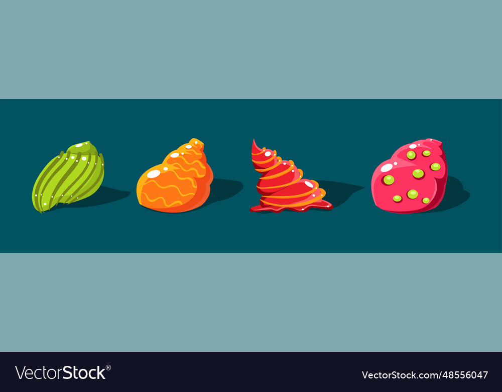 Sea shells with spiral shape of different color Vector Image Sea shells with spiral shape of different color