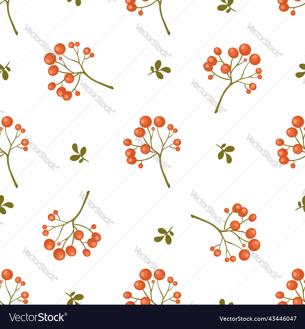 Seamless pattern from red berries on a branch Vector Image Seamless pattern from red berries on a branch