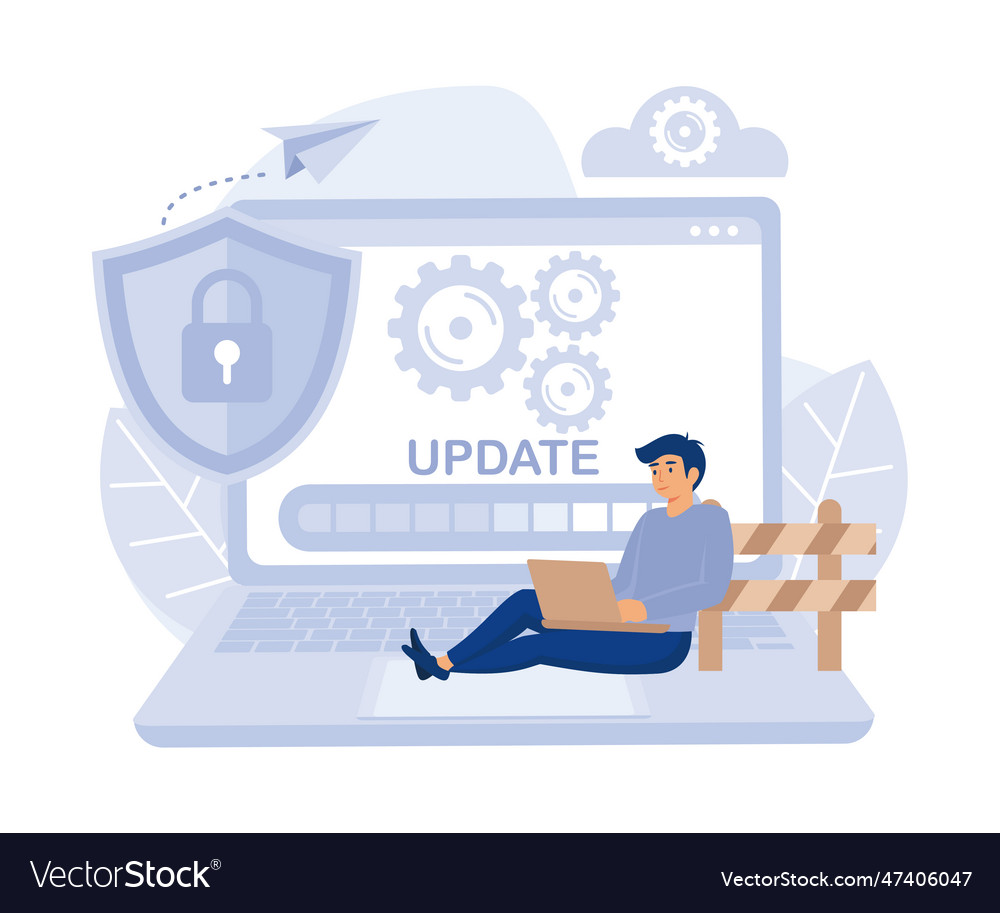 System maintenance update program and application vector image System maintenance update program and application