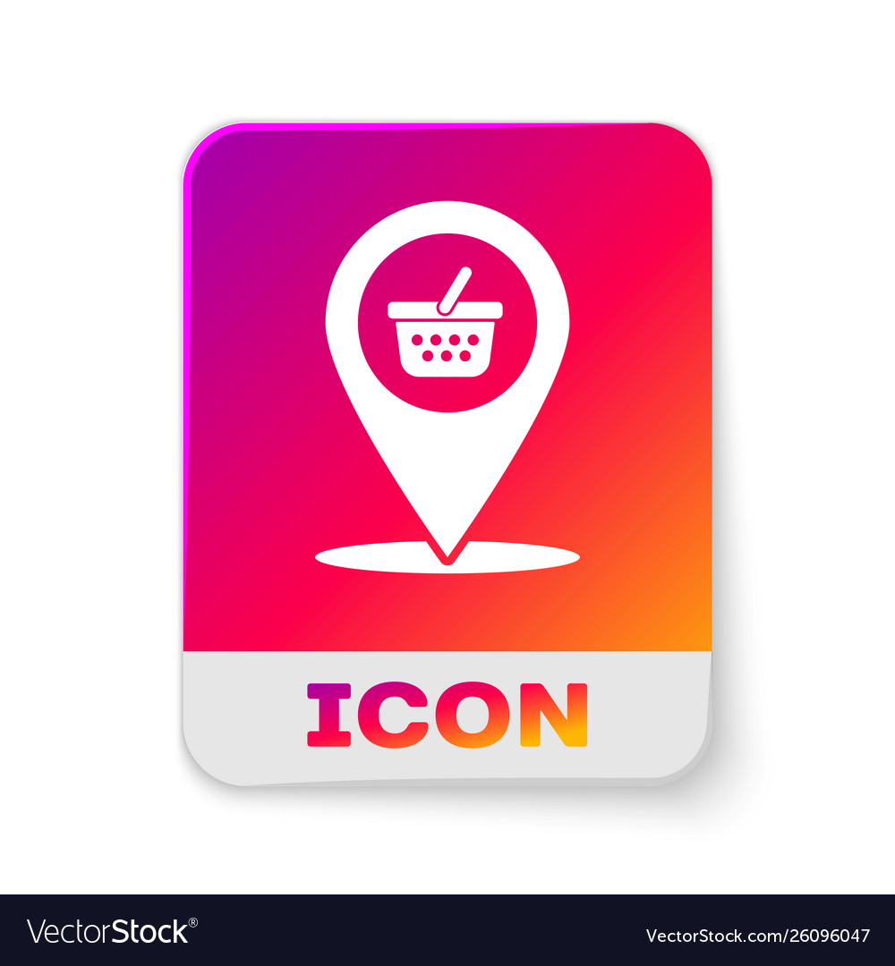 White map pointer with shopping basket icon