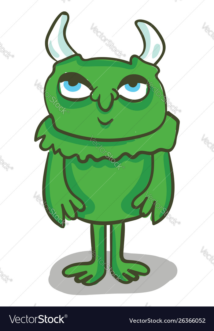 A green monster with big eyes or color