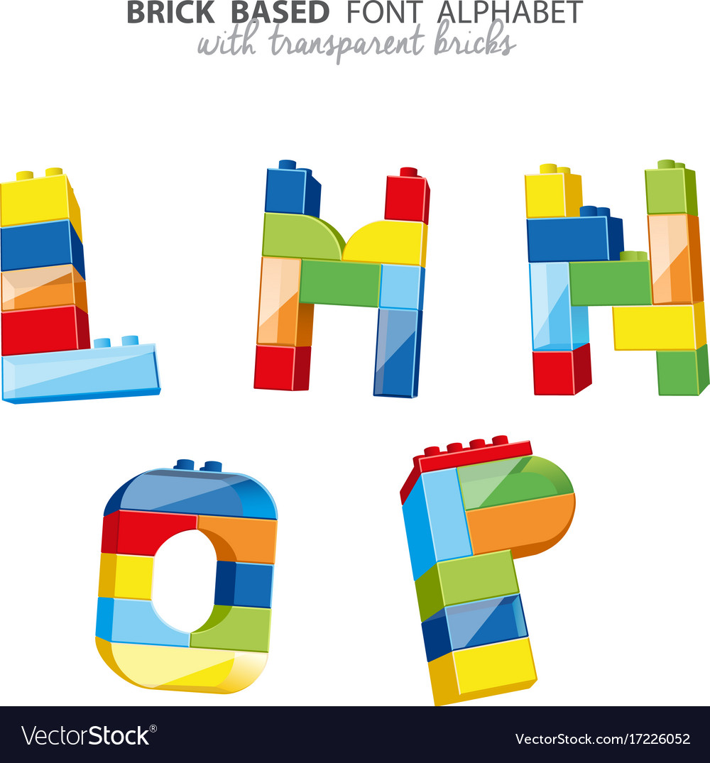 Alphabet created from playing bricks with some