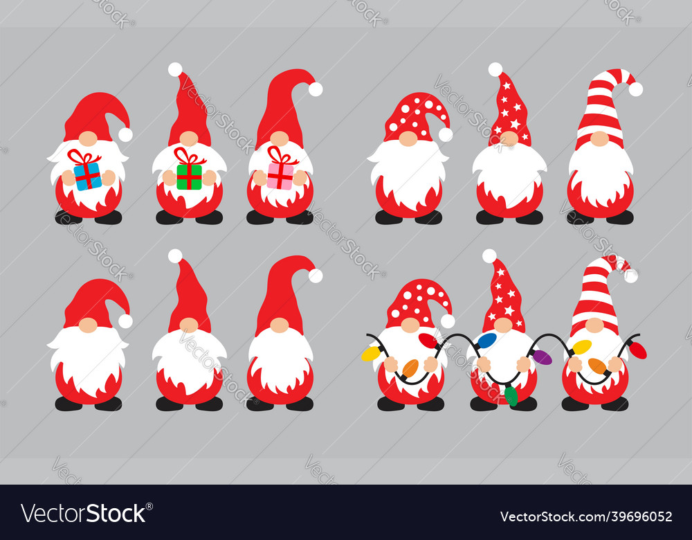 Collection of gnome cartoon characters vector image Collection of gnome cartoon characters