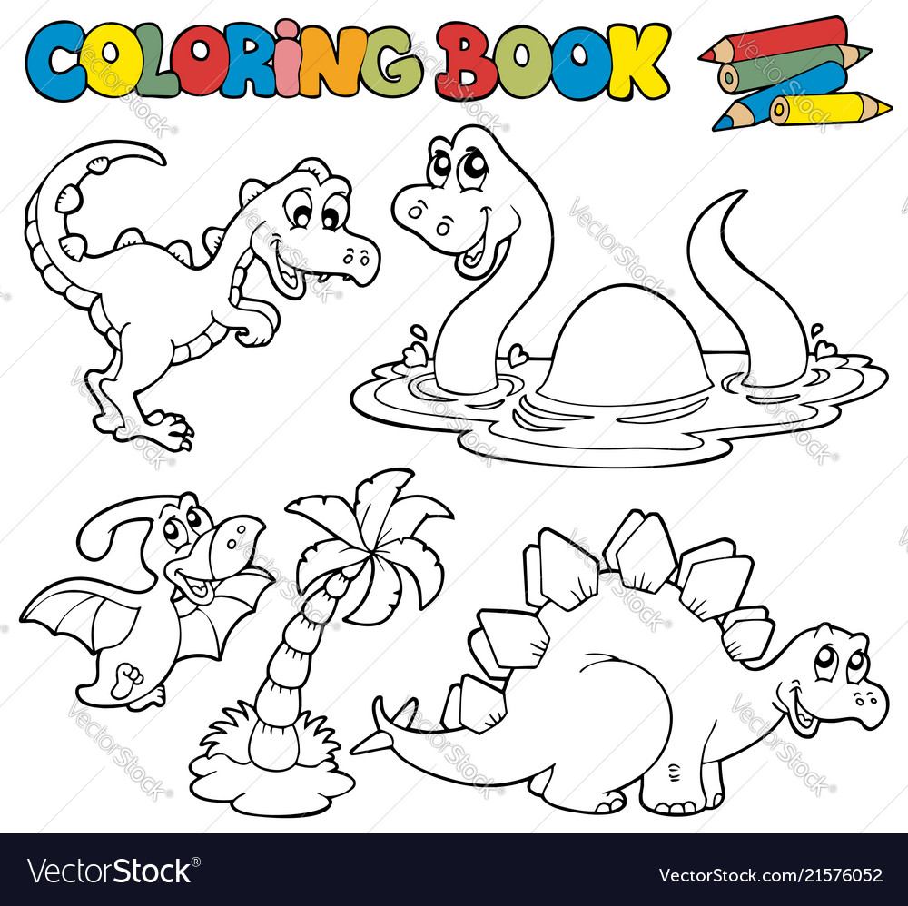 Coloring Book With Dinosaurs 1 Vector Image