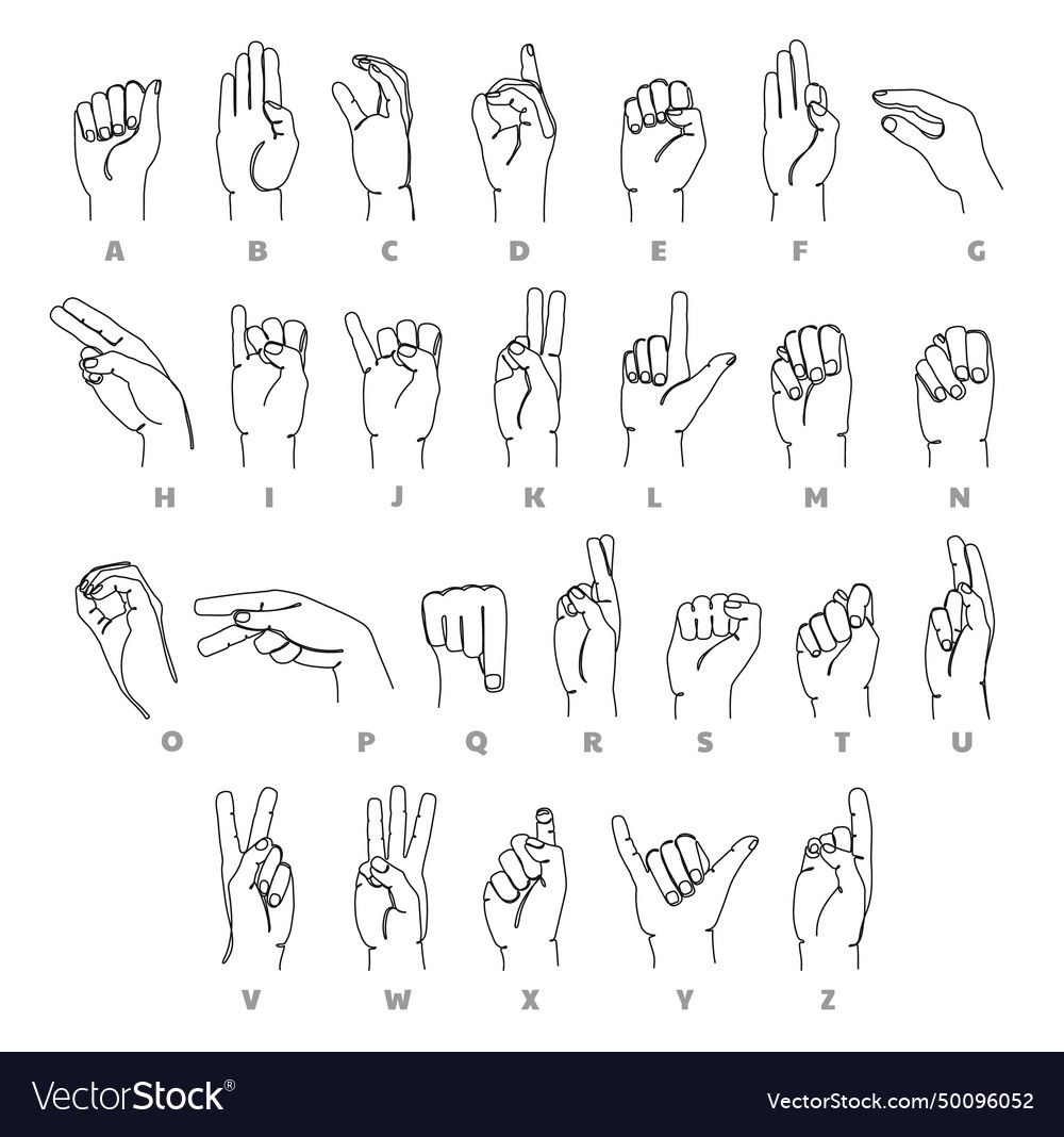 Deaf-mute language alphabet learning sign Vector Image