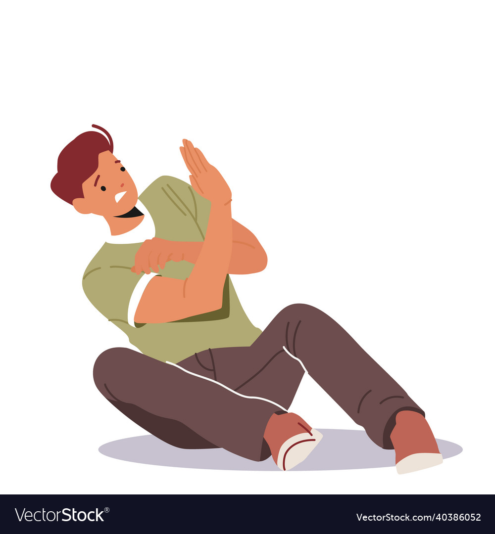 Fear panic attack concept man protecting from Vector Image Fear panic attack concept man protecting from