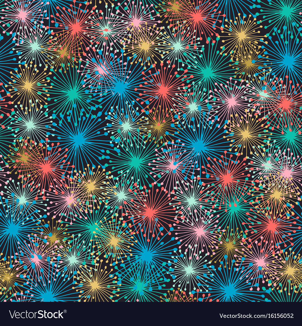 Firework background bright seamless pattern