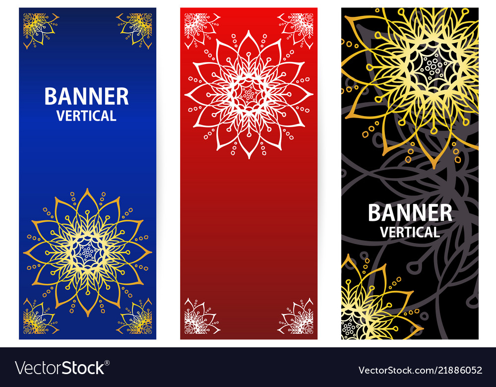 Golden elements of the mandala on dark red blue vector image Golden elements of the mandala on dark red blue