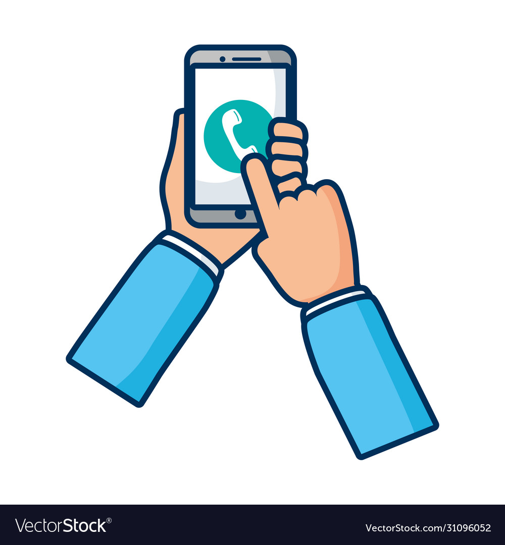 Hands using smartphone device technology