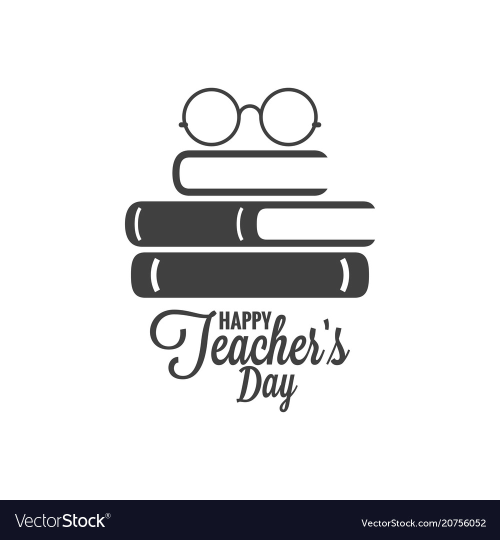 Happy teachers day icon glasses and book logo on Vector Image