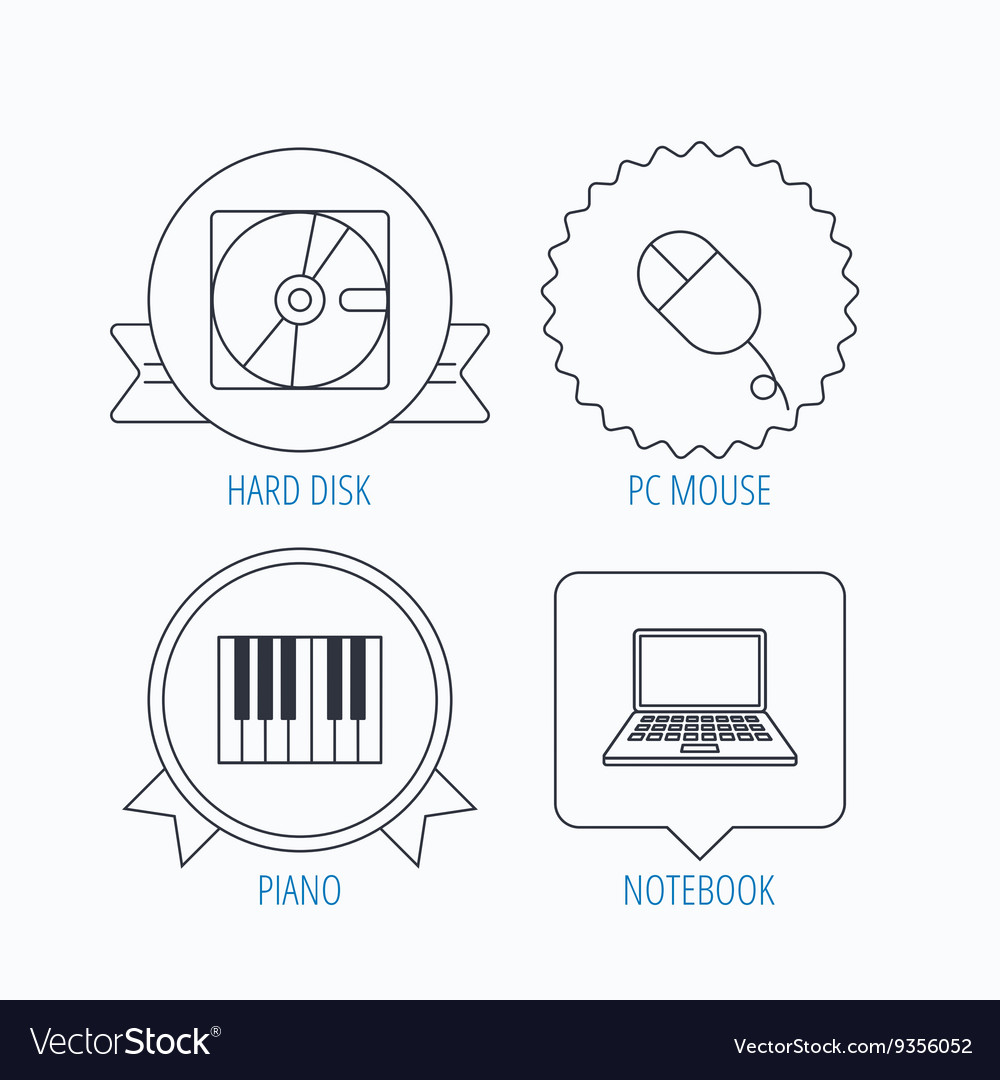 Hard disk pc mouse and notebook laptop icons
