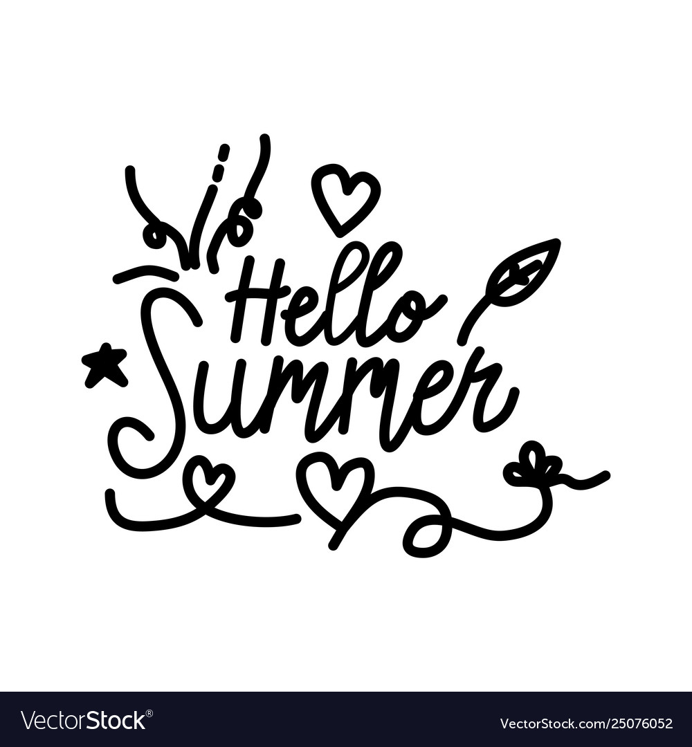 Hello summer script text design template vector image Hello summer script text design template