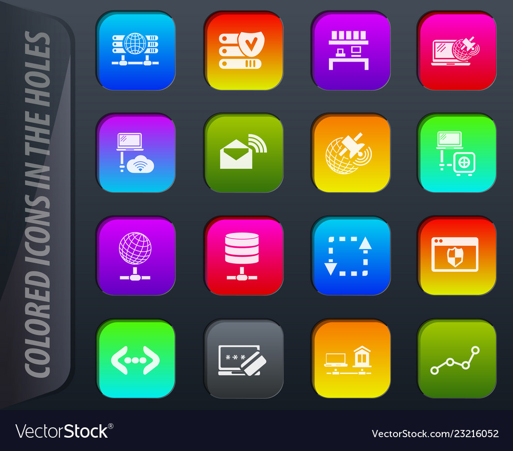 Internet server network icons set Vector Image Internet server network icons set