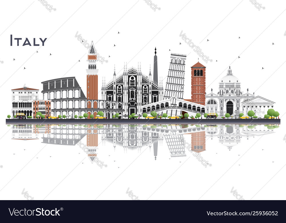 Italy City Skyline With Gray Buildings And Vector Image