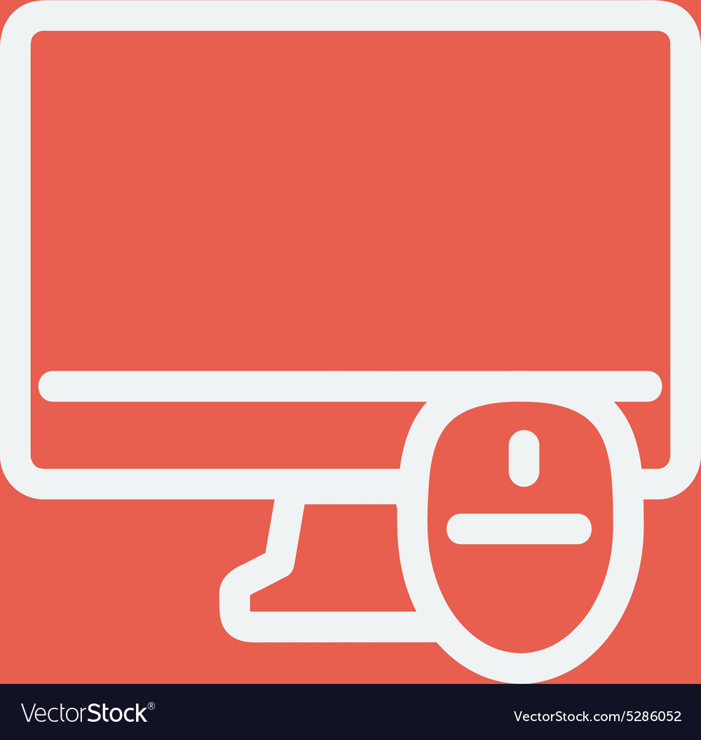 Monitor and computer mouse thin line icon