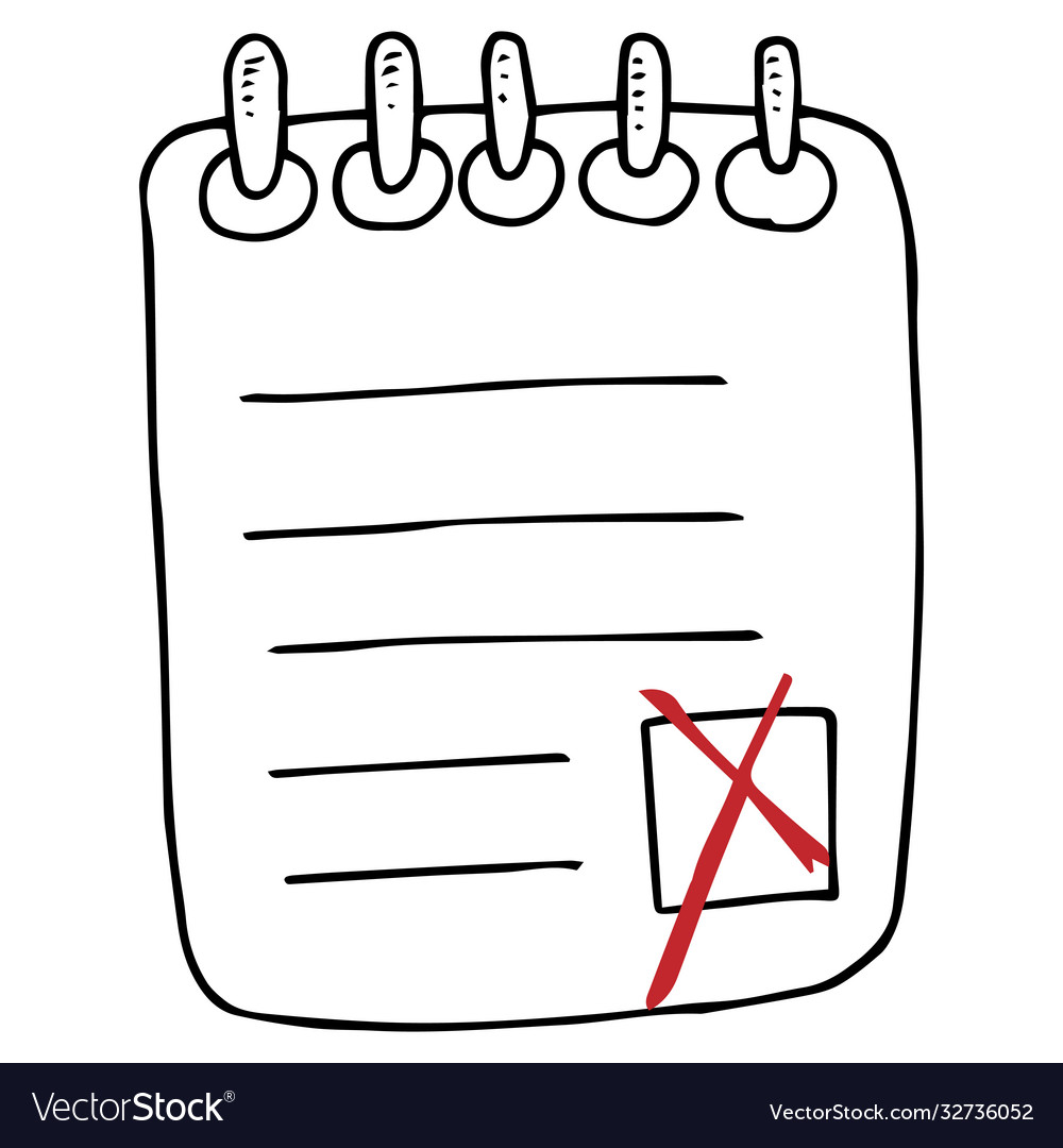 Notebook a blank with marks tax form hand vector image Notebook a blank with marks tax form hand