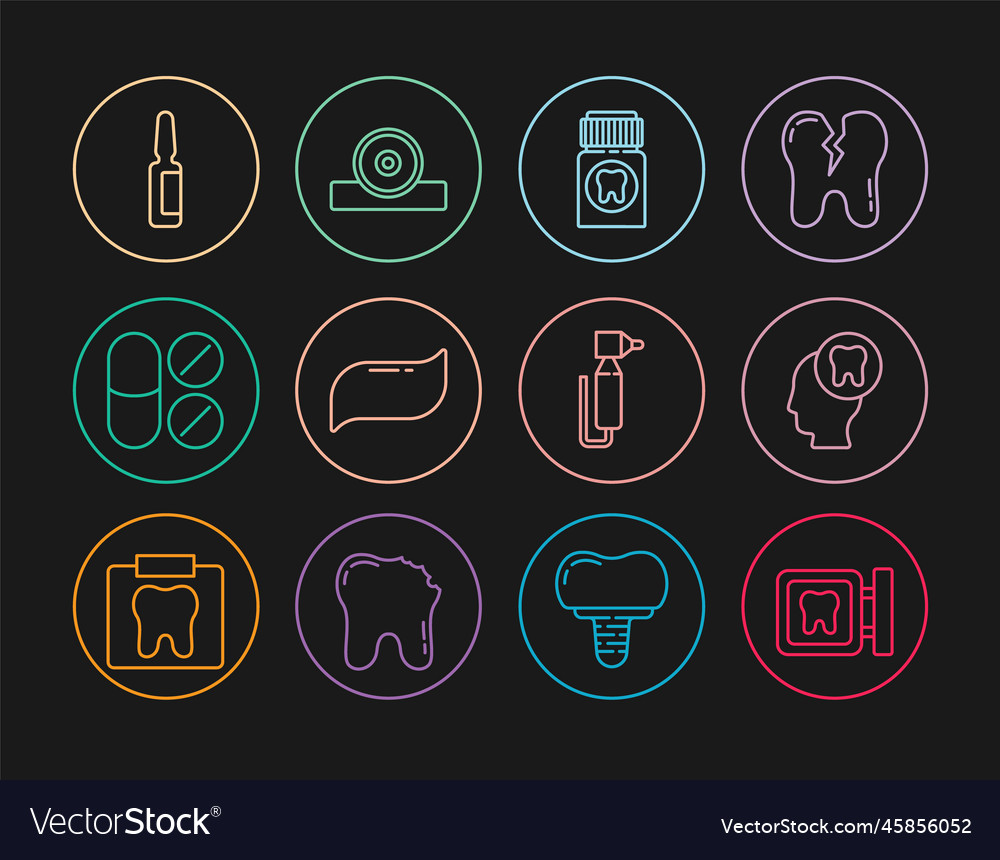 Set line dental clinic location human head