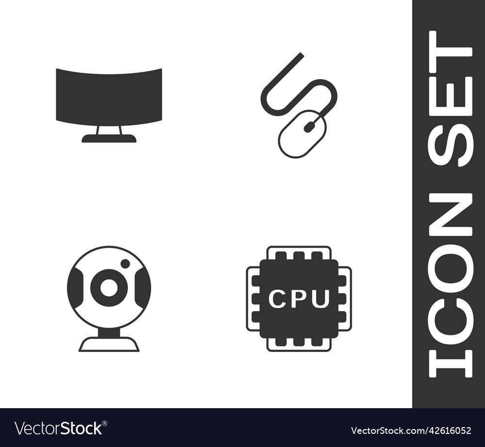 Prozessor mit cpu Computer-Monitor-Bildschirm einstellen vector image Prozessor mit cpu Computer-Monitor-Bildschirm einstellen