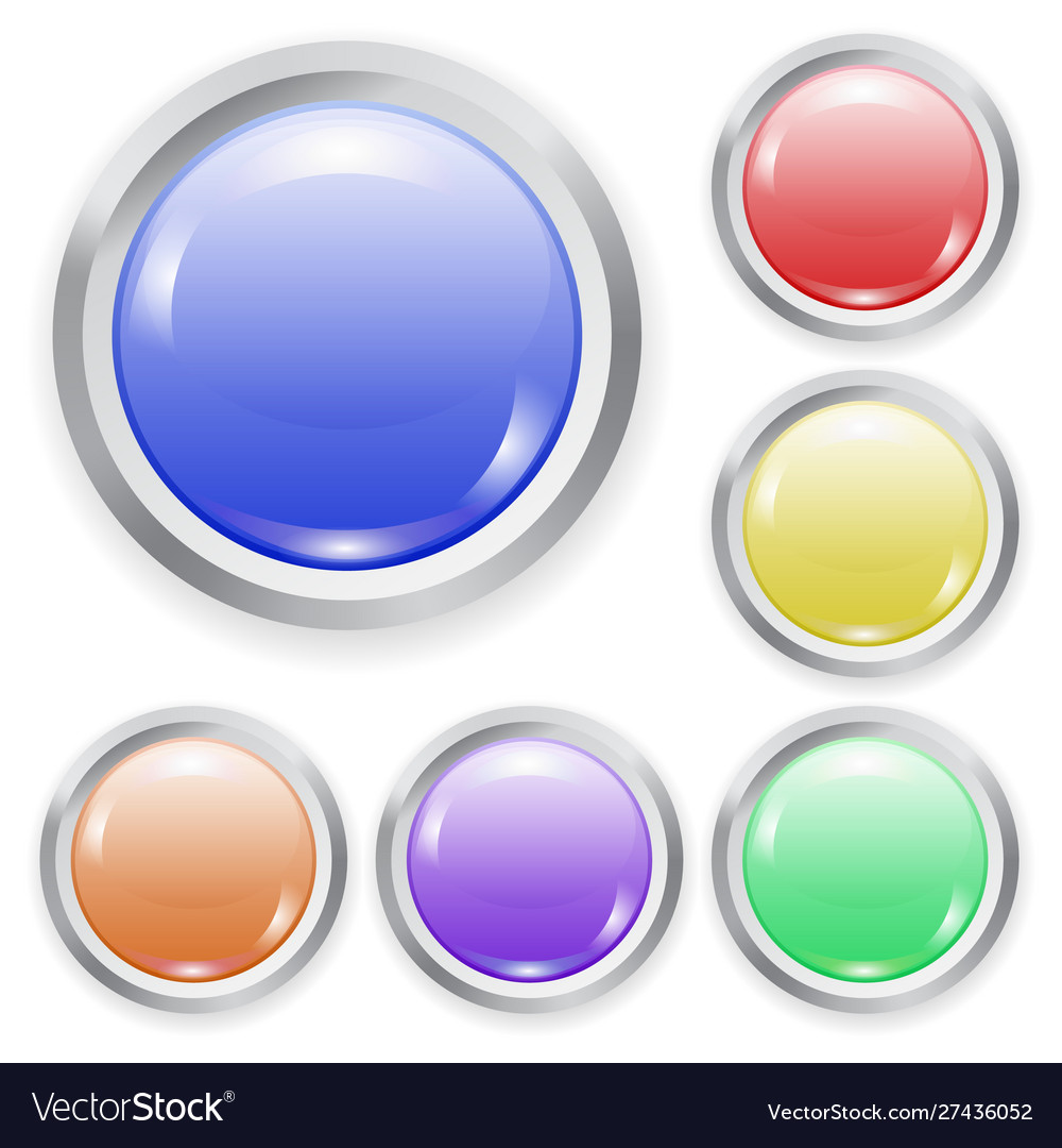 Set realistic color plastic button vector image Set realistic color plastic button