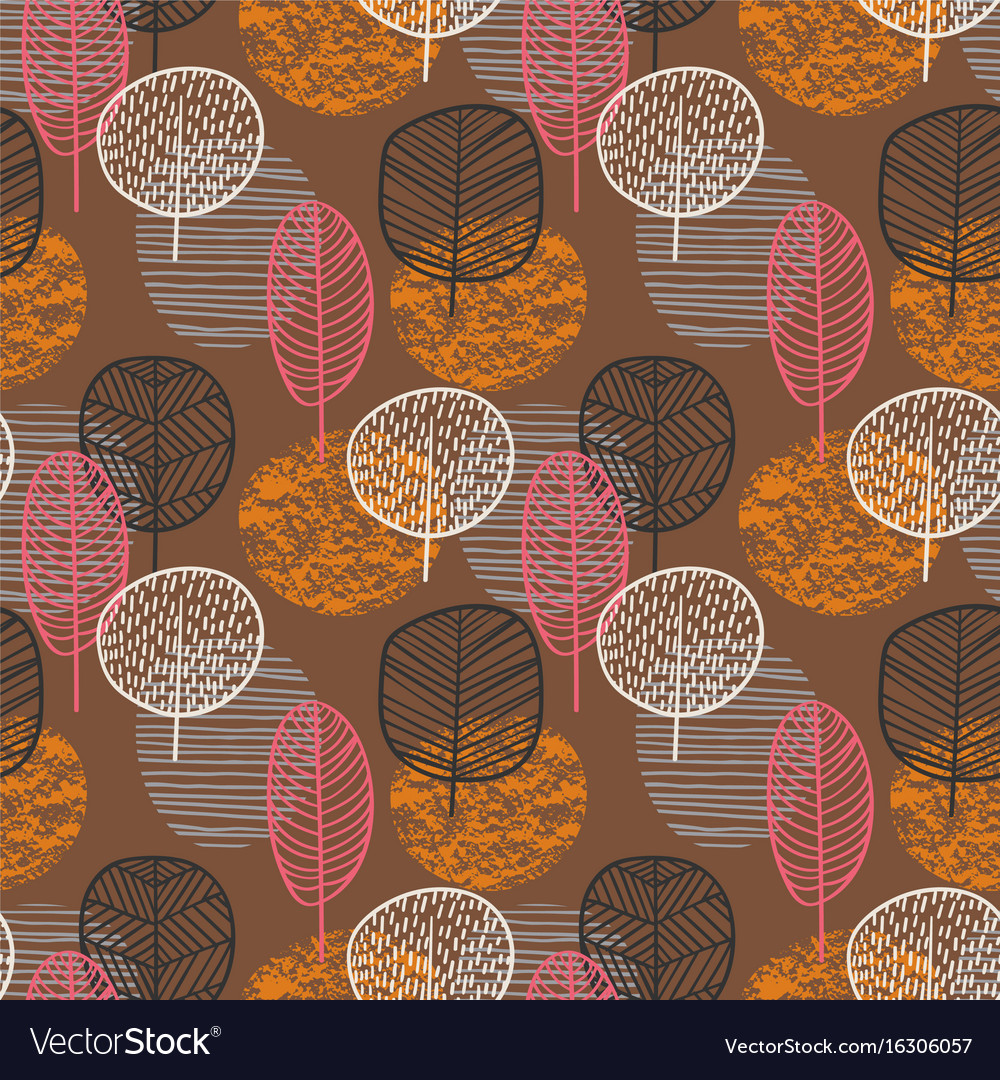 Abstract autumn seamless pattern with trees