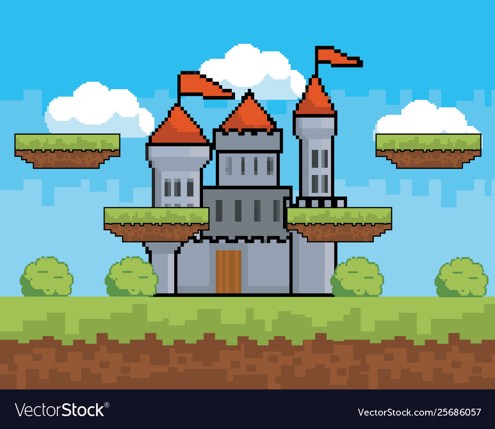 Arcade game world and pixel scene design