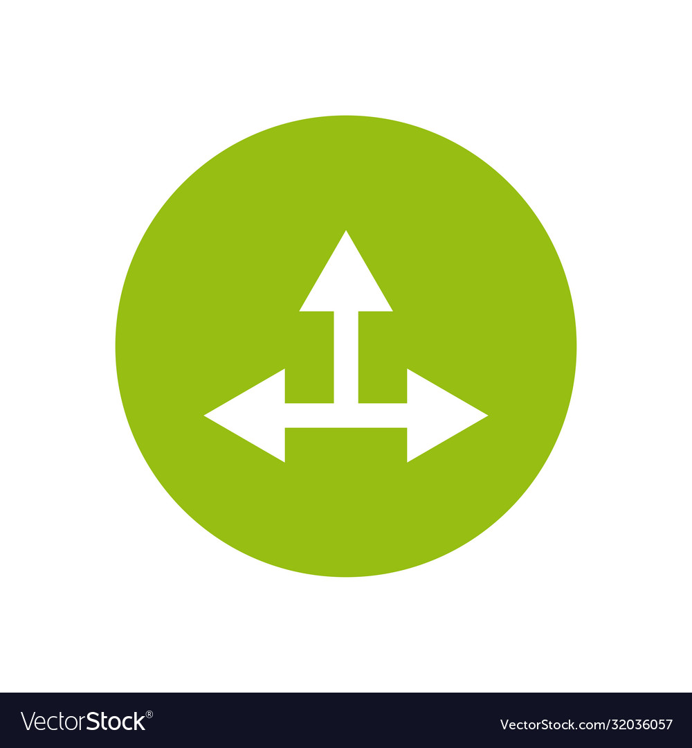 Arrows in three directions block style icon