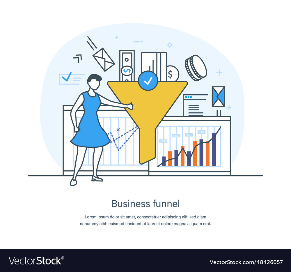 Business funnel process digital marketing Vector Image