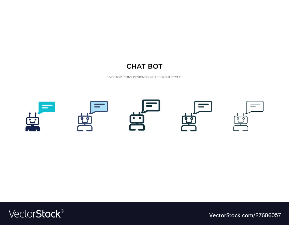 Chat bot icon in different style two colored