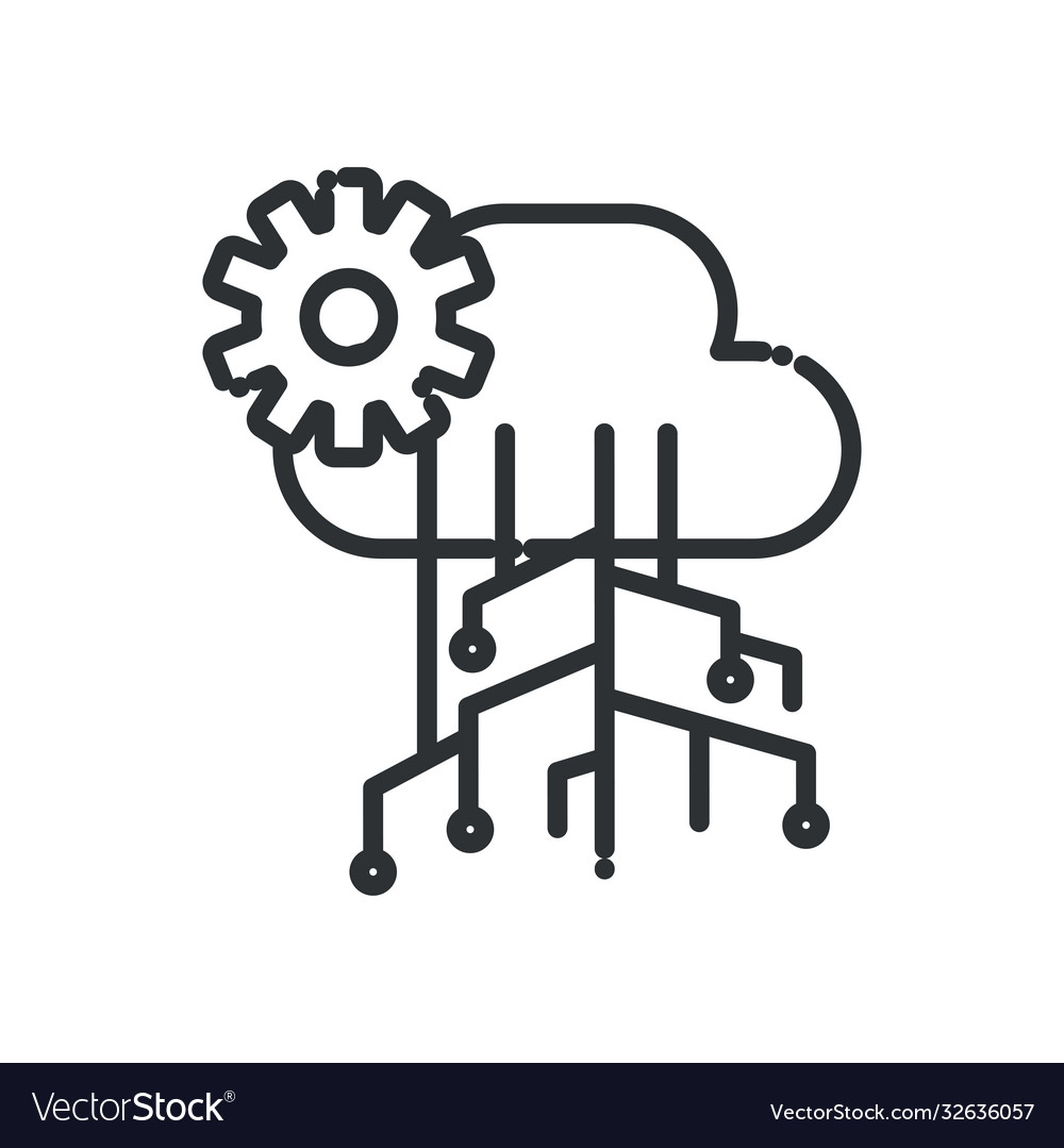 Cloud computing with circuit and gear line style