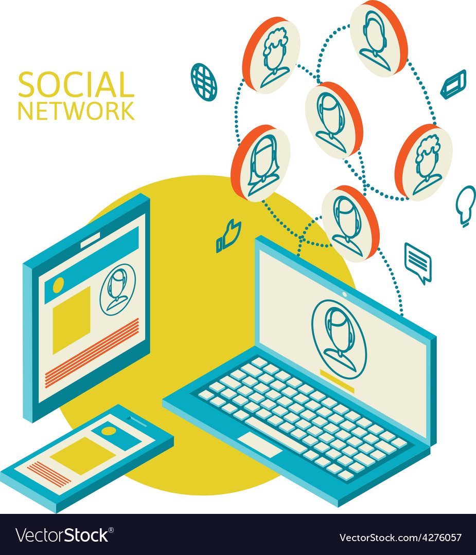 Conceptual image with social networks flat