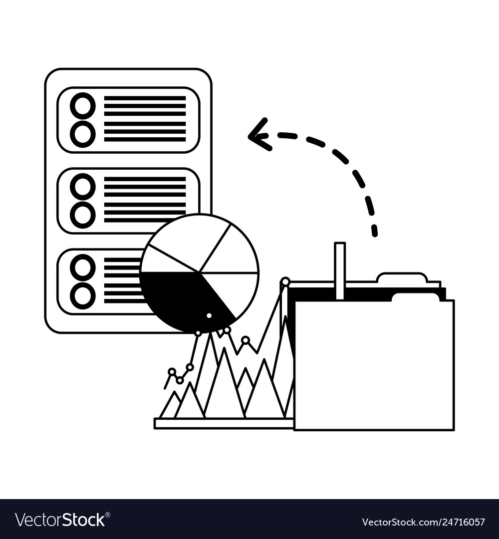 Database server folder file report pie chart vector image Database server folder file report pie chart
