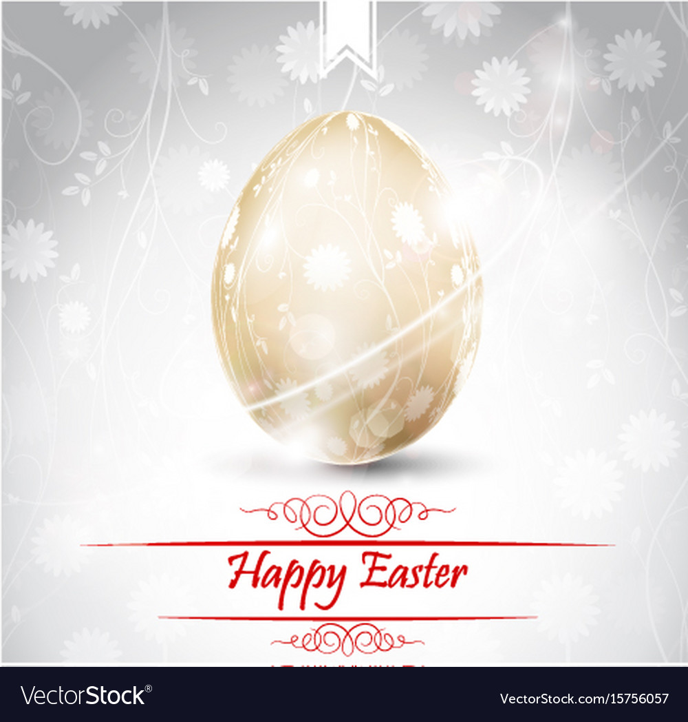 Easter greetings card with golden egg Royalty Free Vector