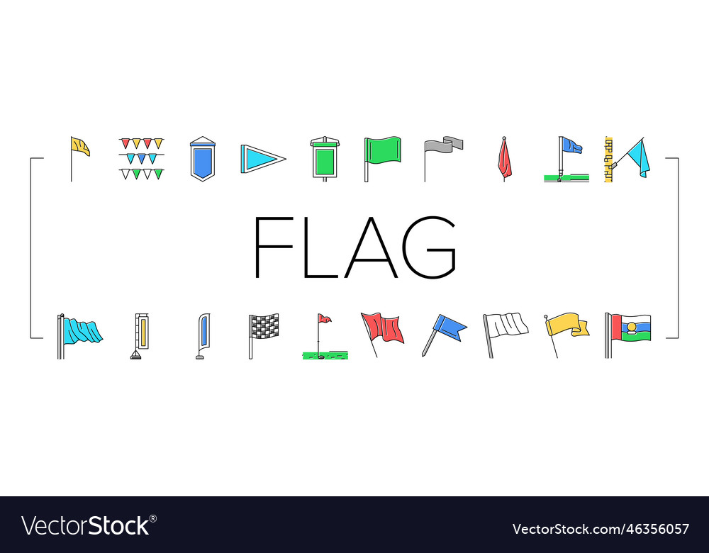 Flagge starten Web-Pennant-Karte Symbole Set