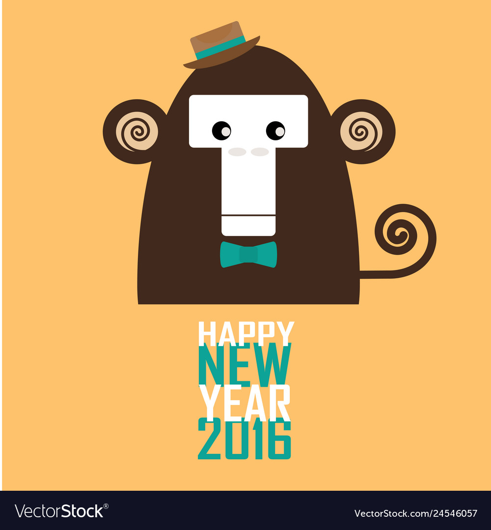 Happy new year greeting card with monkey