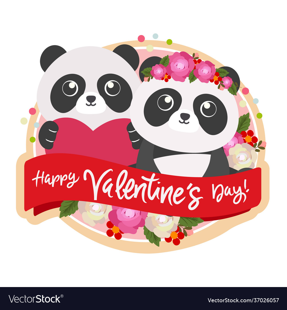 Happy valentine day with couple panda