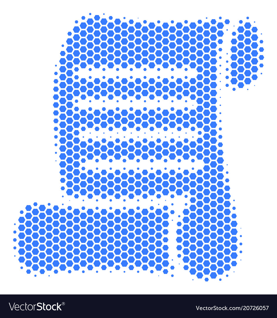 Hexagon halftone script roll icon